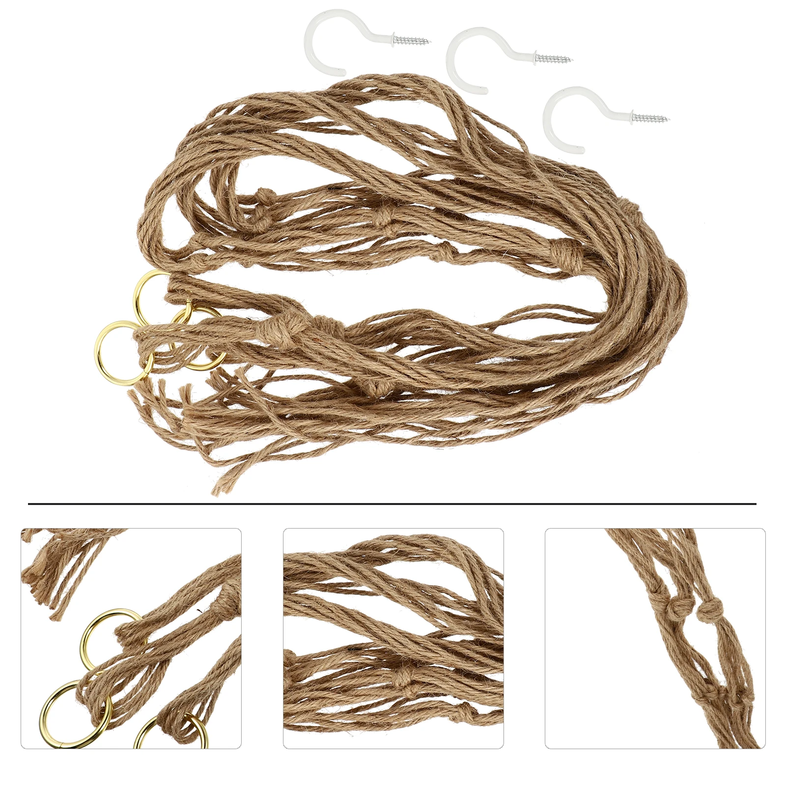 

3 set 3 Sets Hanging Flowerpot Net Bag Handmade Hemp Rope Planter Basket Wall Art Hanger For Gardening Decor Indoor Outdoor