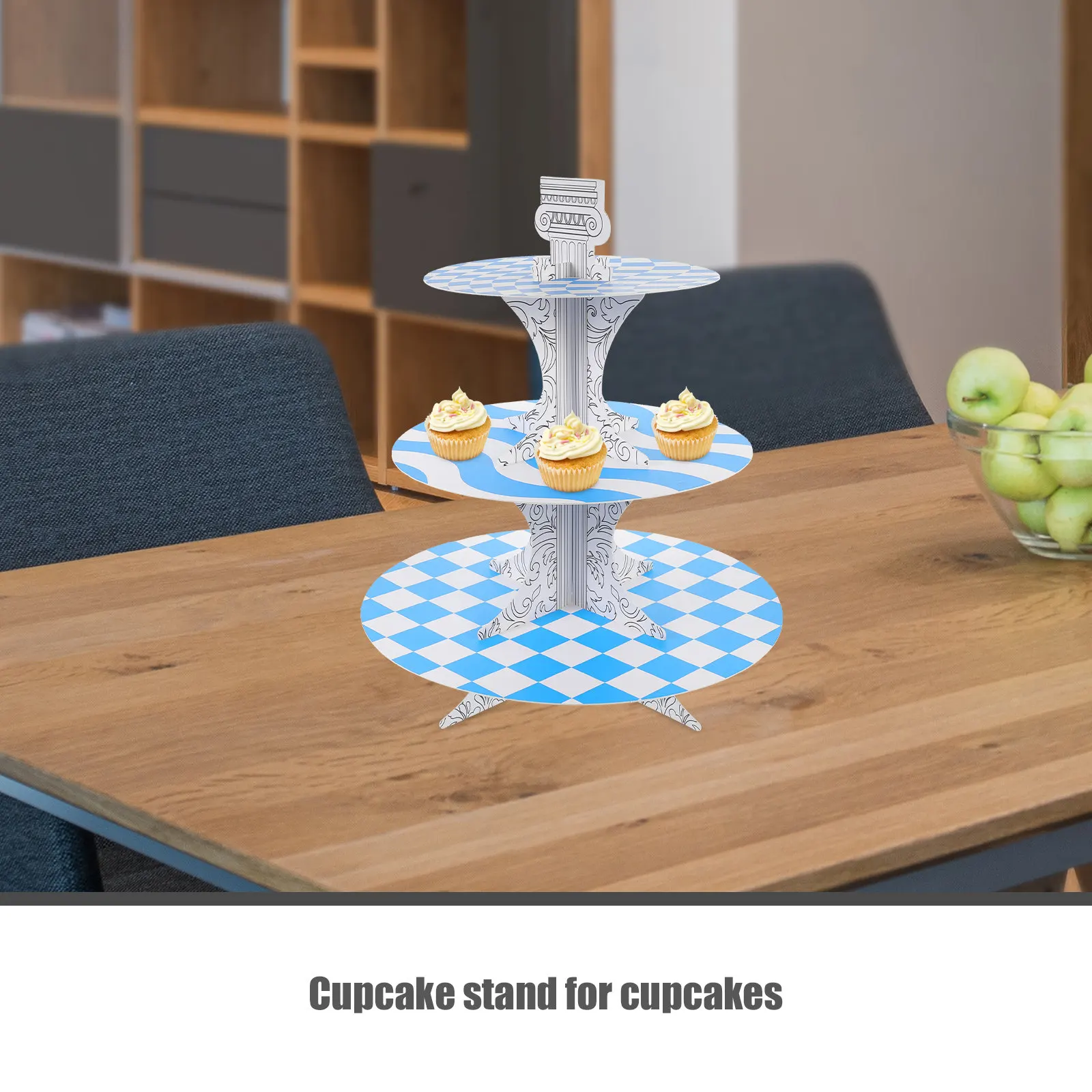 Cupcake Stand Multi-Layer Checked Cake Display Clear Edges Polished for Tea Party Wedding Birthday Dessert Table Holder