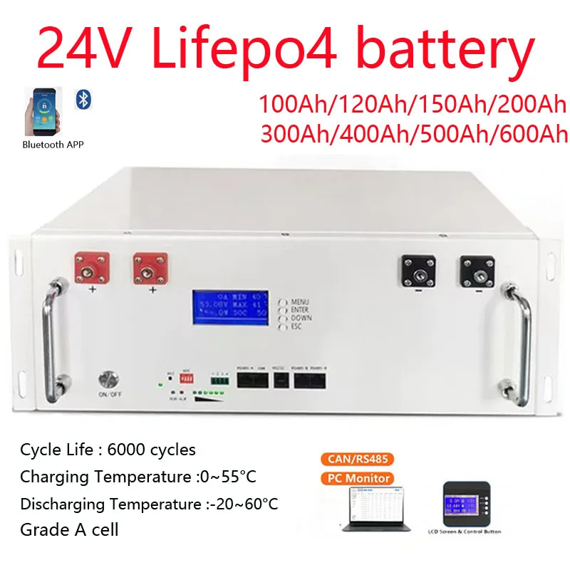 

24v 100AH 150Ah 200Ah 300Ah 400AH 500AHlifepo4 lithium batterry bluetooth App BMS for Solar system