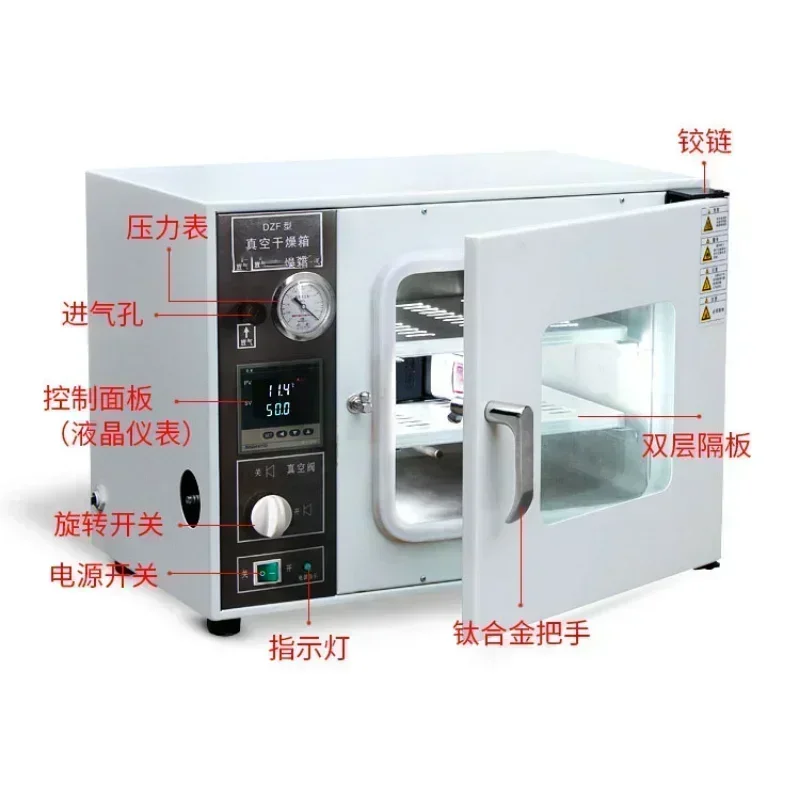 Small-scale industrial drying cabinet for laboratory extraction; digital vacuum drying oven.