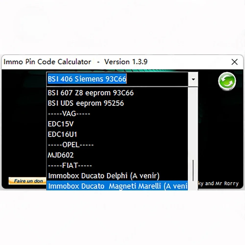 Coding calculator IMMO PIN CODE calculator V1.3.9 keygen Auto repair tools Software to decode pin code on many PSA ecu’s by dump