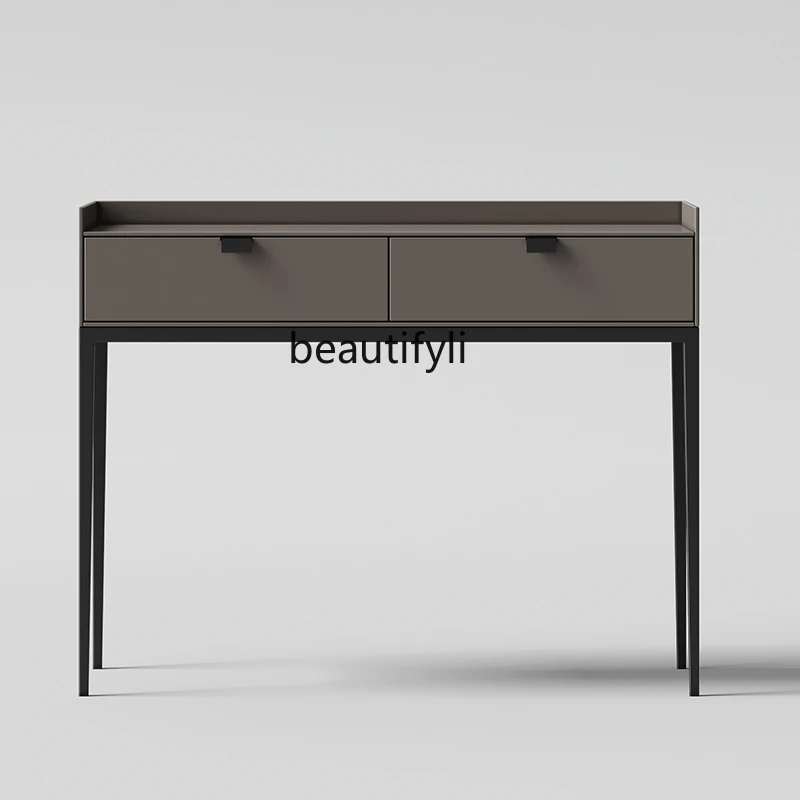 

Итальянский минималистичный комод для спальни, доступный роскошный стильный стол для макияжа, ощущение кожи, краска с зеркалом