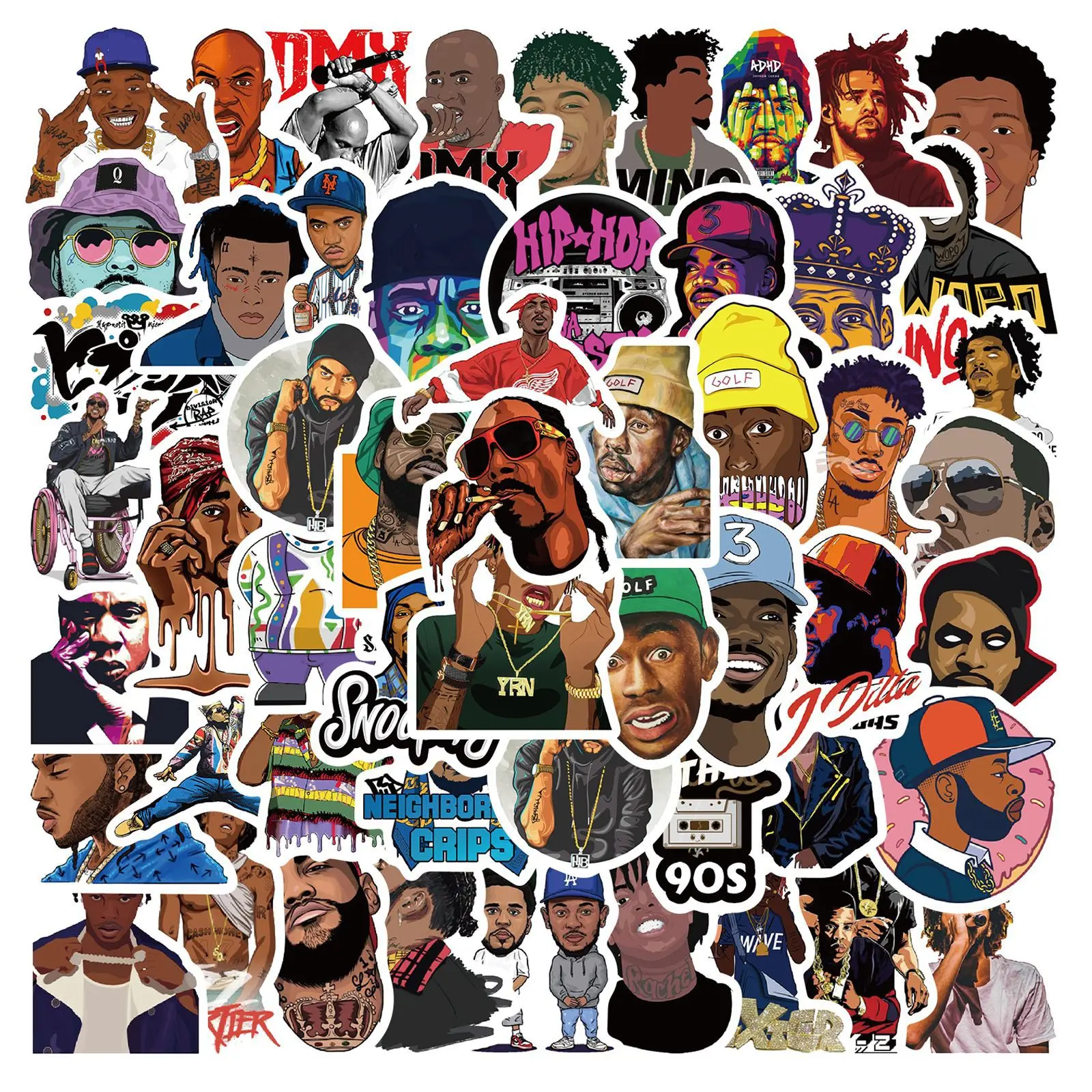 10/30/64PCS Mix Rapper Hip Hop Singer Cartoon Stickers valigia fai da te frigorifero telefono Laptop chitarra auto Graffiti Cool decalcomania Sticker