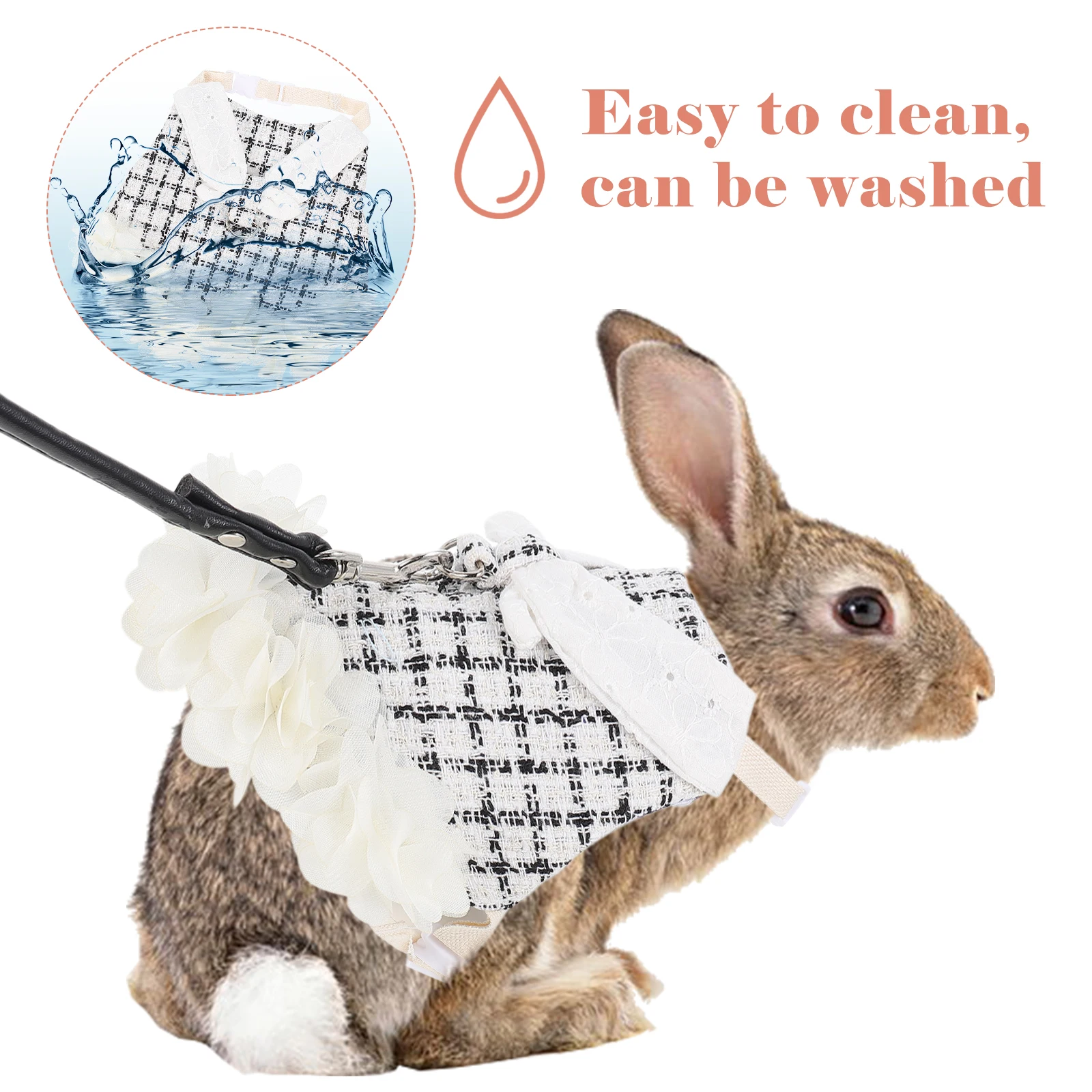 

Rabbit Clothing and Accessories Pet Harness Bunny Leash Clothes Dress Adjustable with for Rabbits Vest