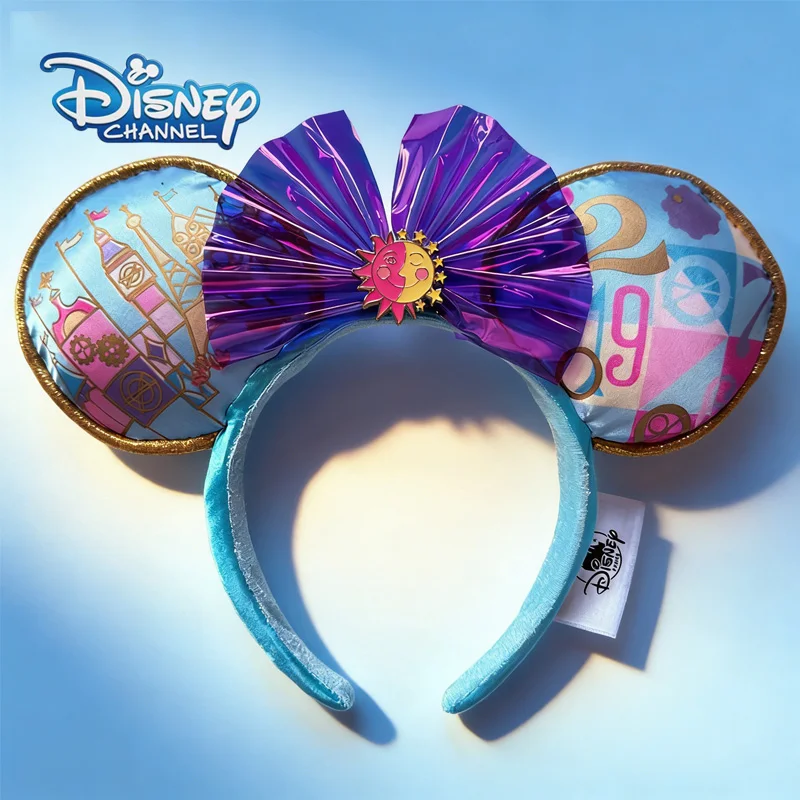 

Повязка на голову с ушками Микки в стиле стимпанк от Disney | Радужный фиолетовый бант + ретро-городской узор | Идеально подходит для тематических парков и косплея ﻿