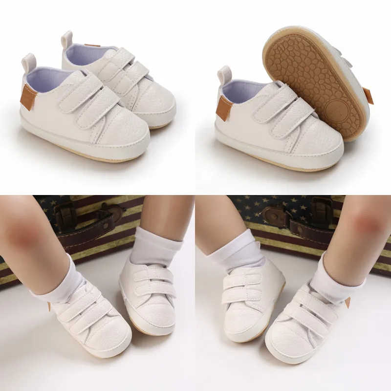 حذاء كاجوال للأطفال حديثي الولادة مصنوع من الجلد الكلاسيكي بلون كلاسيكي مطابق للأطفال أحذية مشاية أولى نعل مطاطي حذاء ناعم غير قابل للانزلاق للأطفال الصغار