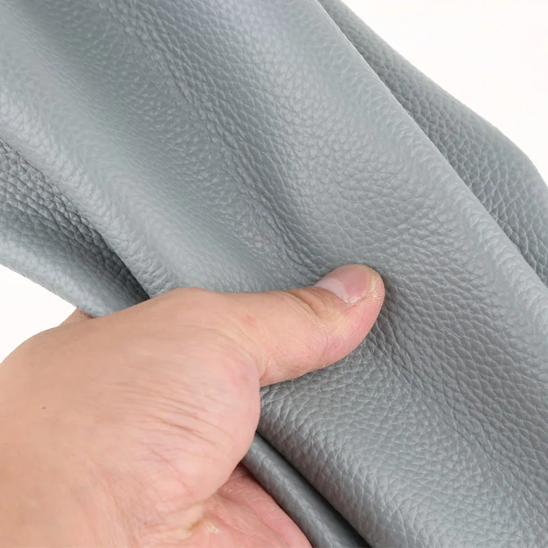 Capa superior de couro cinza claro, cabeceira de sofá, assento de carro, lichia, couro macio, 1.5mm, feito à mão, tecido de couro diy