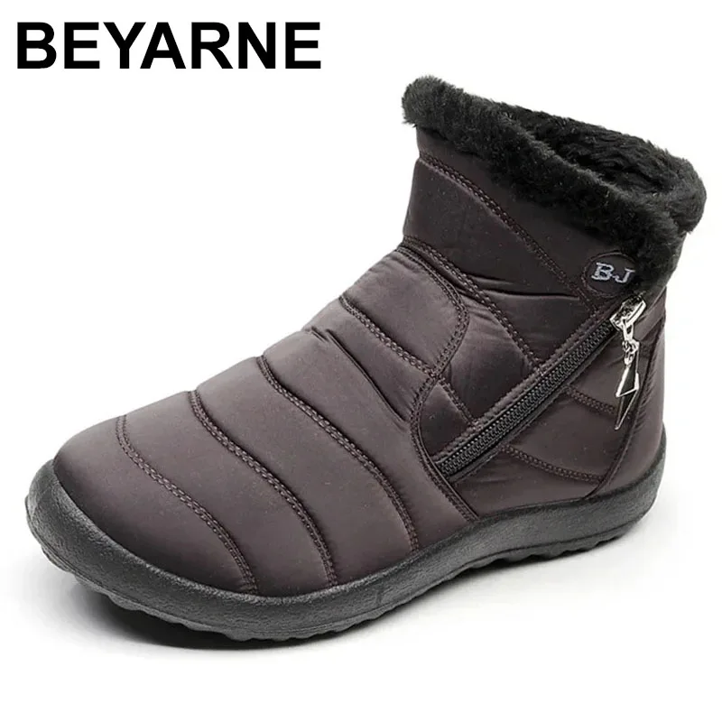 

Зимние женские зимние ботинки 2025 года, непромокаемая утепленная теплая уличная обувь с меховой подкладкой, зимние ботильоны на пуху