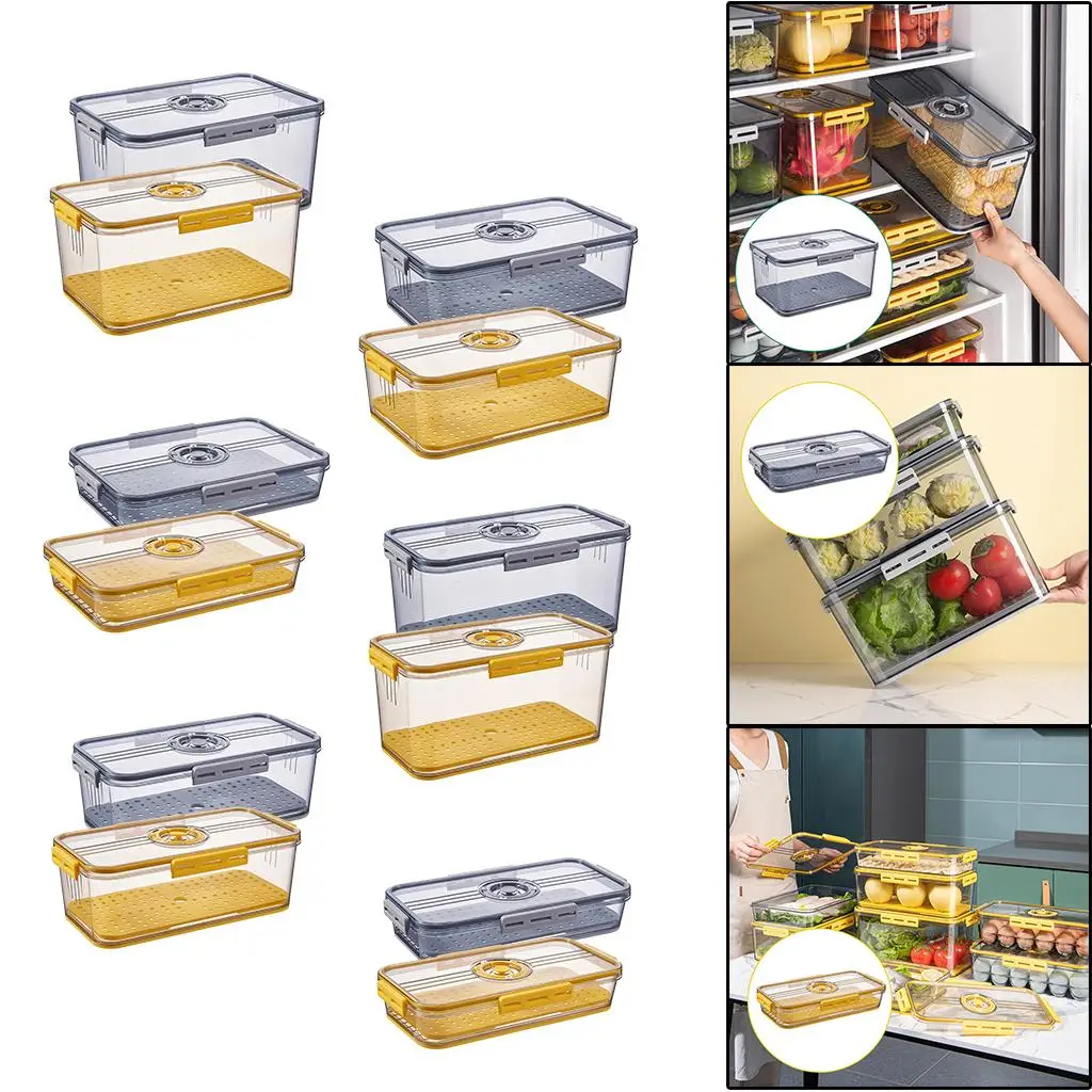 

Food Storage Containers w/Airtight Lid & Drain Tray Stackable for Dry Cereal