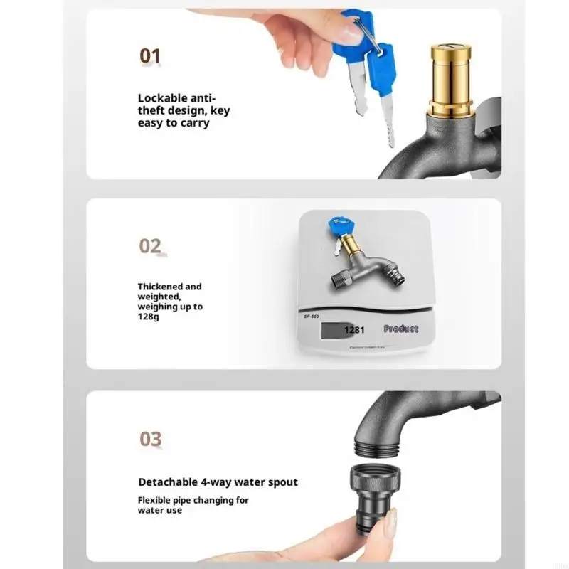  Outdoor Frosts Proof Faucet 304 Stainless Steel Anti Theft Water Tap Durability