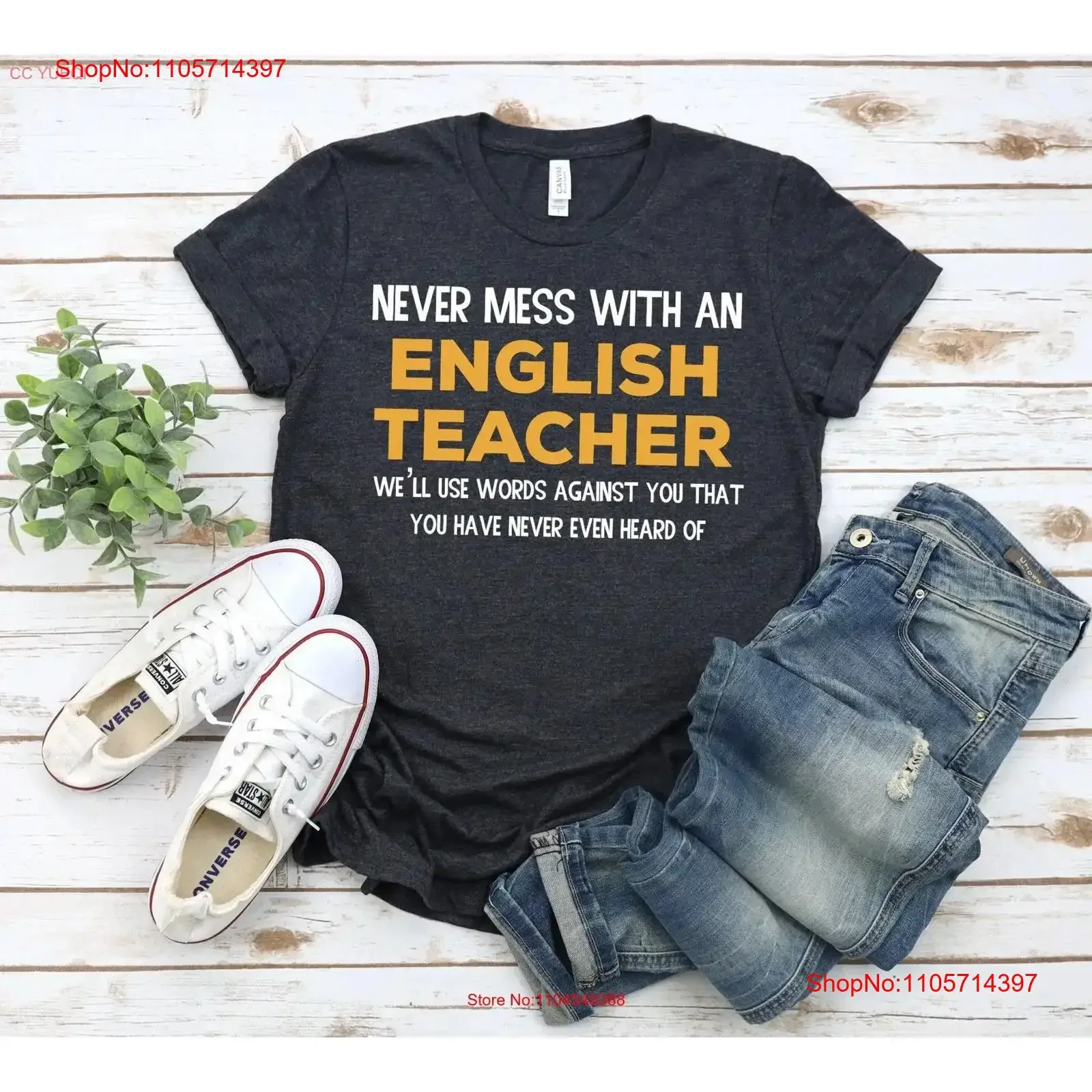 Never Mess With An English Teacher Funny Grammar T Shirt vintage Washed Comfortable graphic fashion Top For Everyday Wear