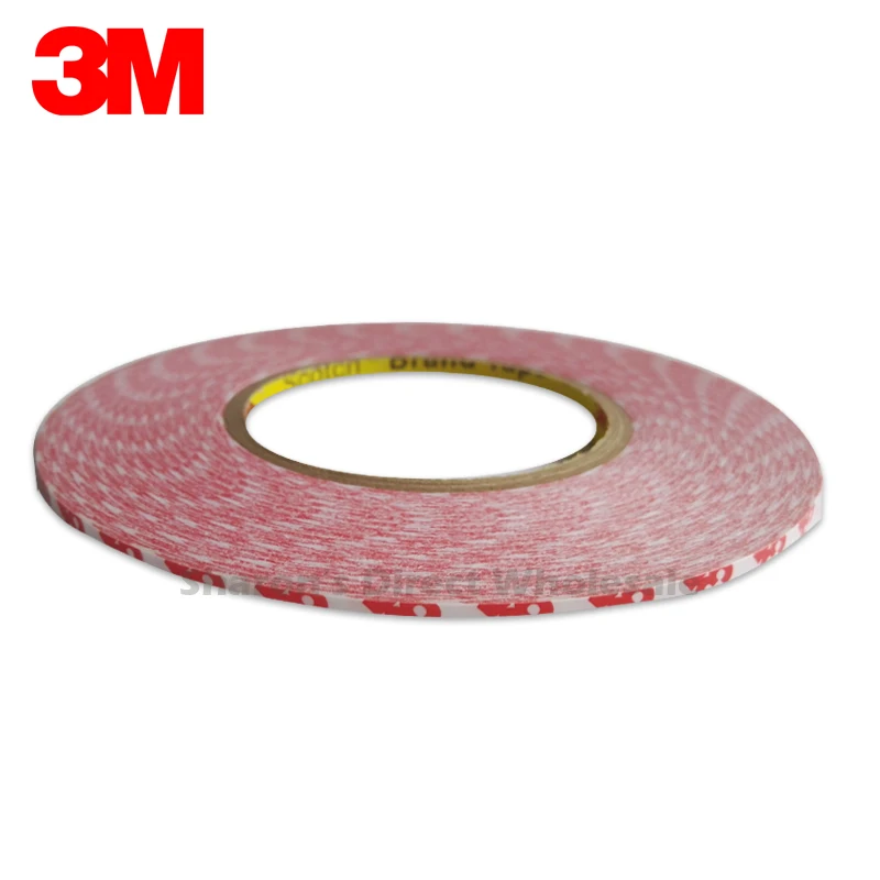 1 roll 3mm width 3M 55236 Double Sided Adhesive Tape Sticker Strength Strong Ultra Thin 0.12mm thick 50 Meters White