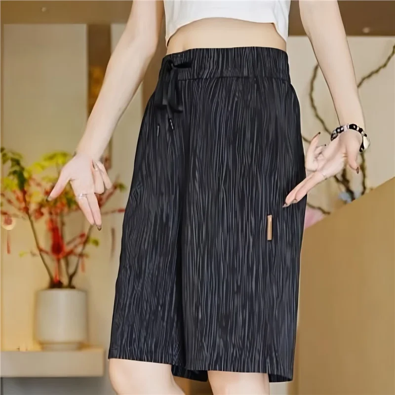 

Summer Thin Ice Silk Seven-Quarter orts Men's Faion Loose Five-Quarter Casual Sports Pants Breathable Straight Leg Trousers