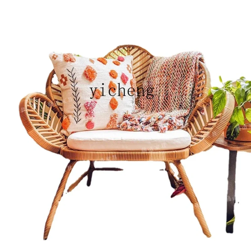 

Flower Sofa Chair Nordic Ins Leisure Balcony Rattan Chair Peacock Retro