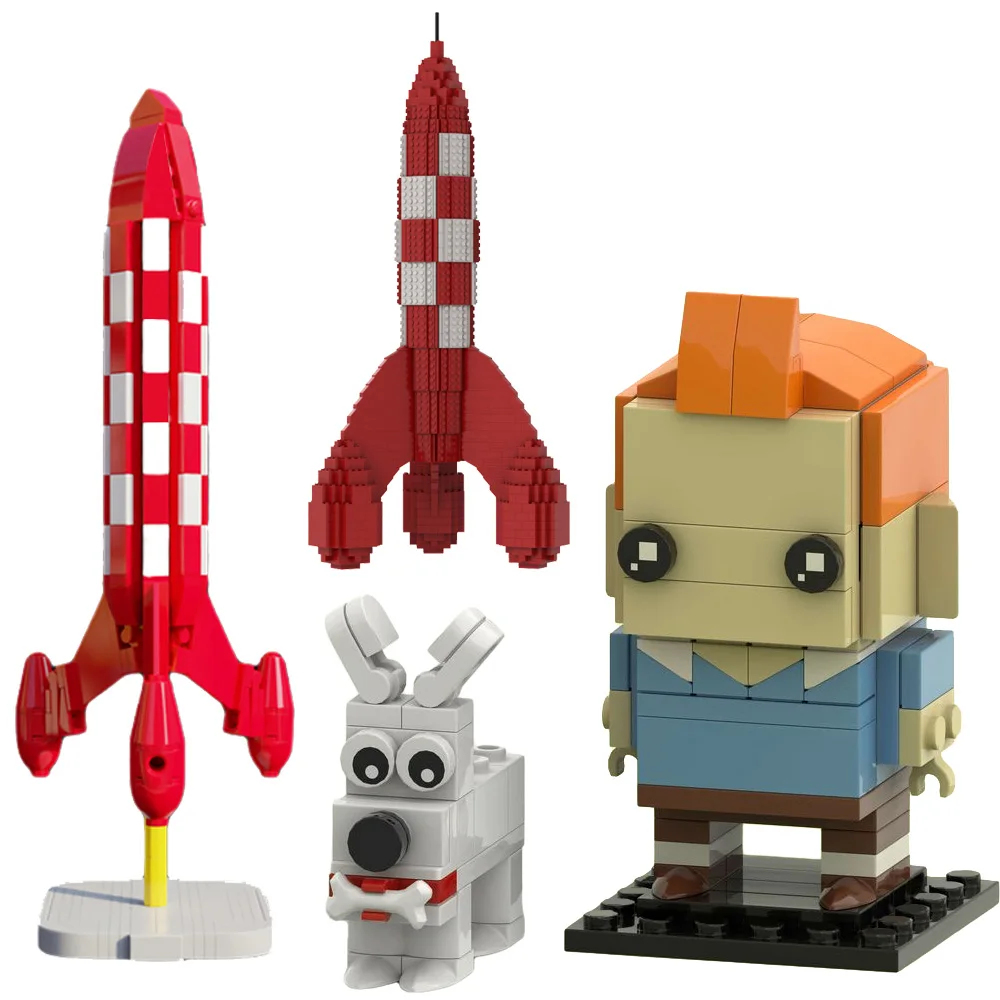 MOC การ์ตูนการบิน Space Rocket Building Block ชุด BrickHeadzs สำหรับภาพยนตร์ผจญภัยจรวดประกอบของเล่นสำหรับของขวัญวันเกิดเด็ก