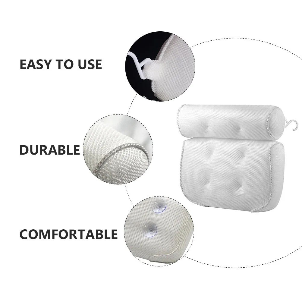 

1Pcs Spa Bath Pillow Durable Suction Cup Bathroom Cushion Head Neck Support Tub Pillow Bathtub Headrests