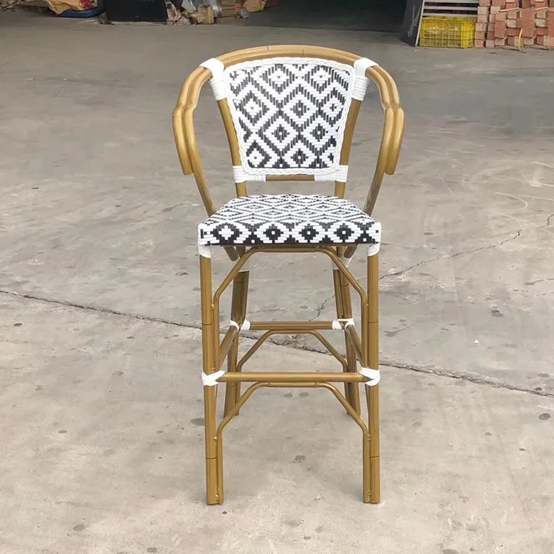 European bar stool, hotel bar pedal high chair, mesh backrest bar high stool