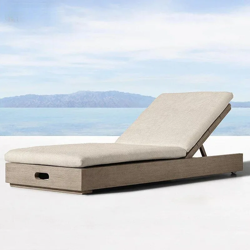 Swimming pool outdoor bed recliner waterproof sunscreen antiseptic teak