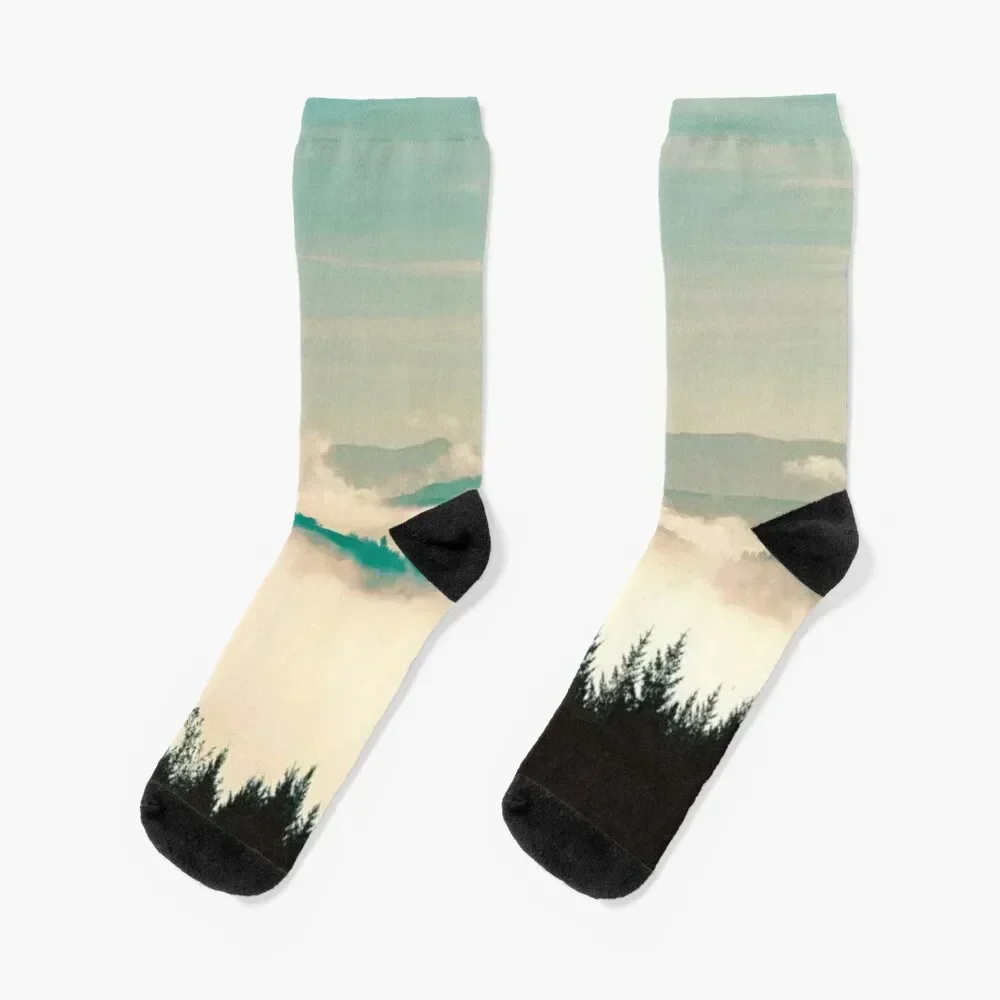 

Vintage Mountain Forest Fade Socks retro winter Man Socks Women's