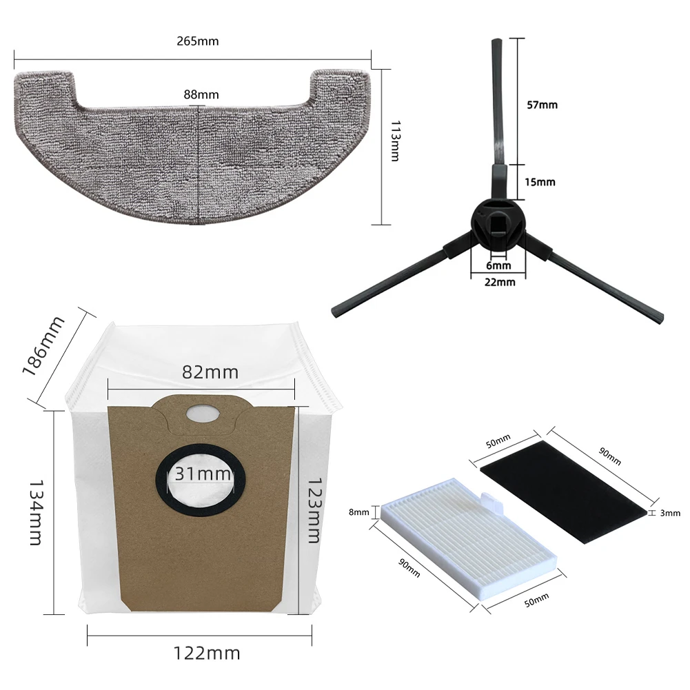 

Black MONSGA MS1 MAX Easy Install Vacuum Cleaner Parts Mop Part Cleaning Components Dust Bag Easy Installation High Capacity