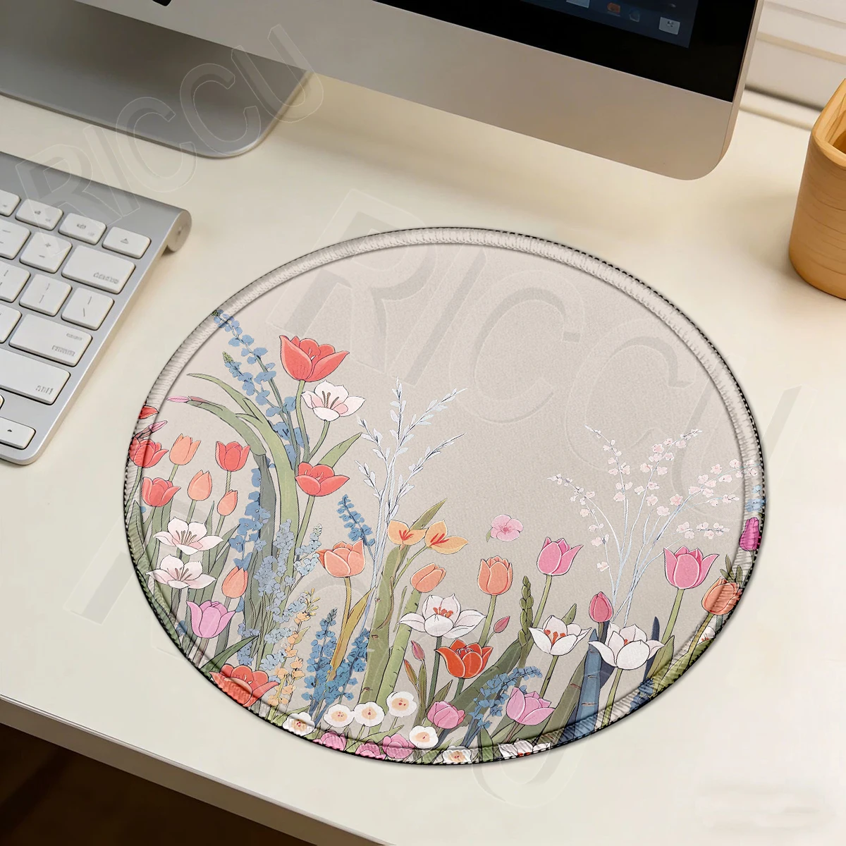 Minimalism Retro Floral Mouse Pad Office Accessories PC Round Non-Slip DeskMat E-Sports Laptop Mousepad Keyboard Cabinet Playpad