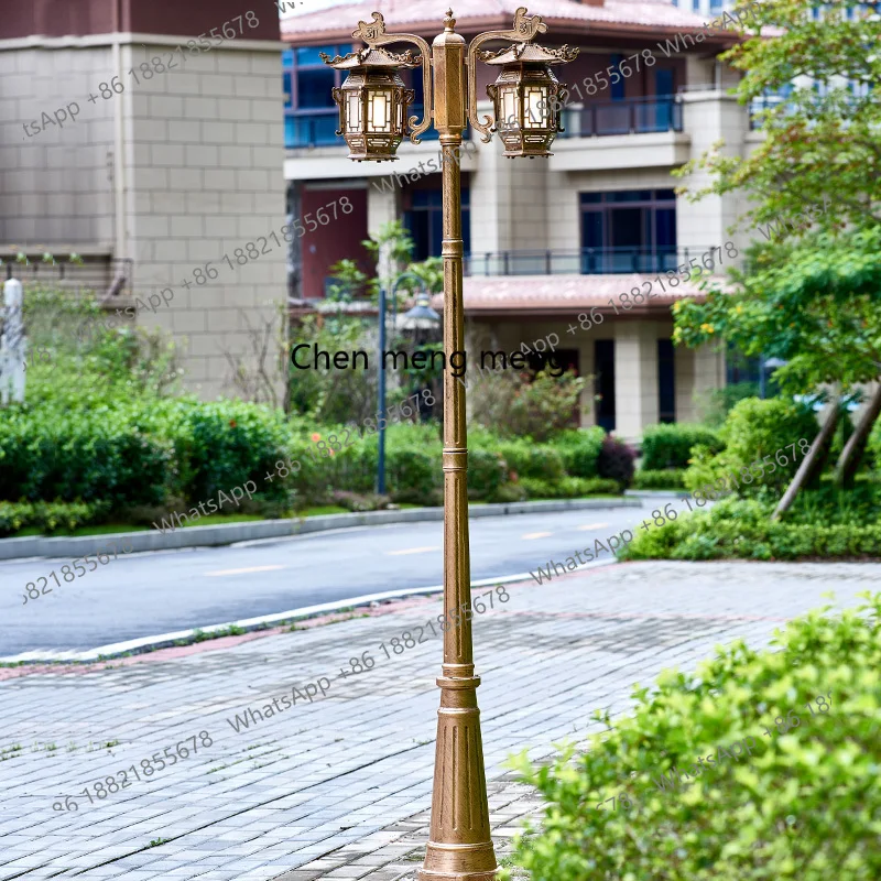 New Chinese street lamp engineering lamp household retro high pole 3 meters Chinese style double head garden lamp