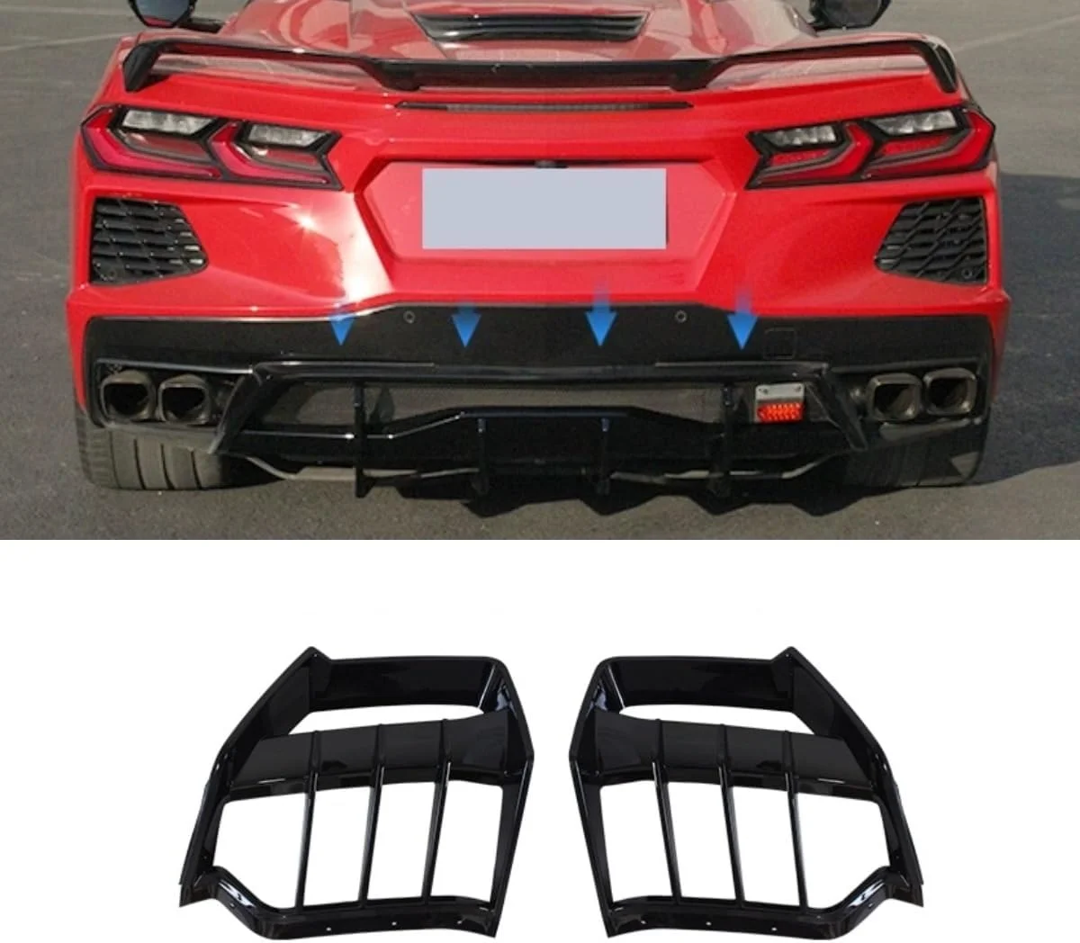 

Car Rear Bumper Lip Splitter Diffuser Spoiler Bumper Protector for Corvette C8 2020-2025 Body Kit Car Accessories (Glossy Black)