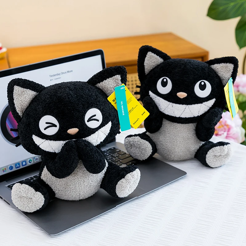 New Lovely Smiling Black Cat Stuffed Plush Doll Fluffy Cartoon Kitten Plushie Multiple Styles Soft Pillow Toy Birthday Gift
