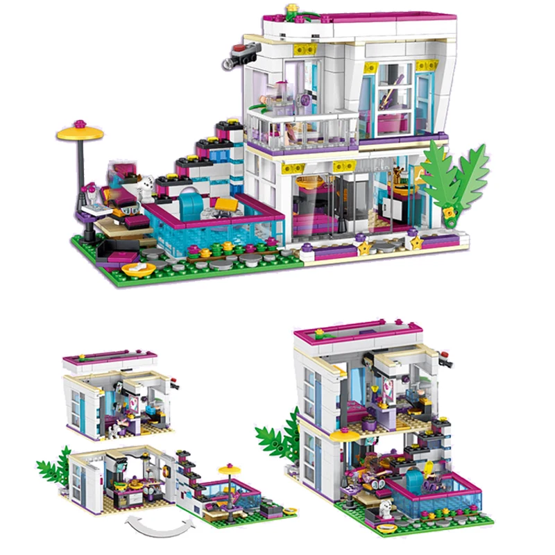 619pcs Friends Livi's Pop Super Star House Mixed 10498 Model Building Blocks Brick Compatible Children Sets Birthday Gift