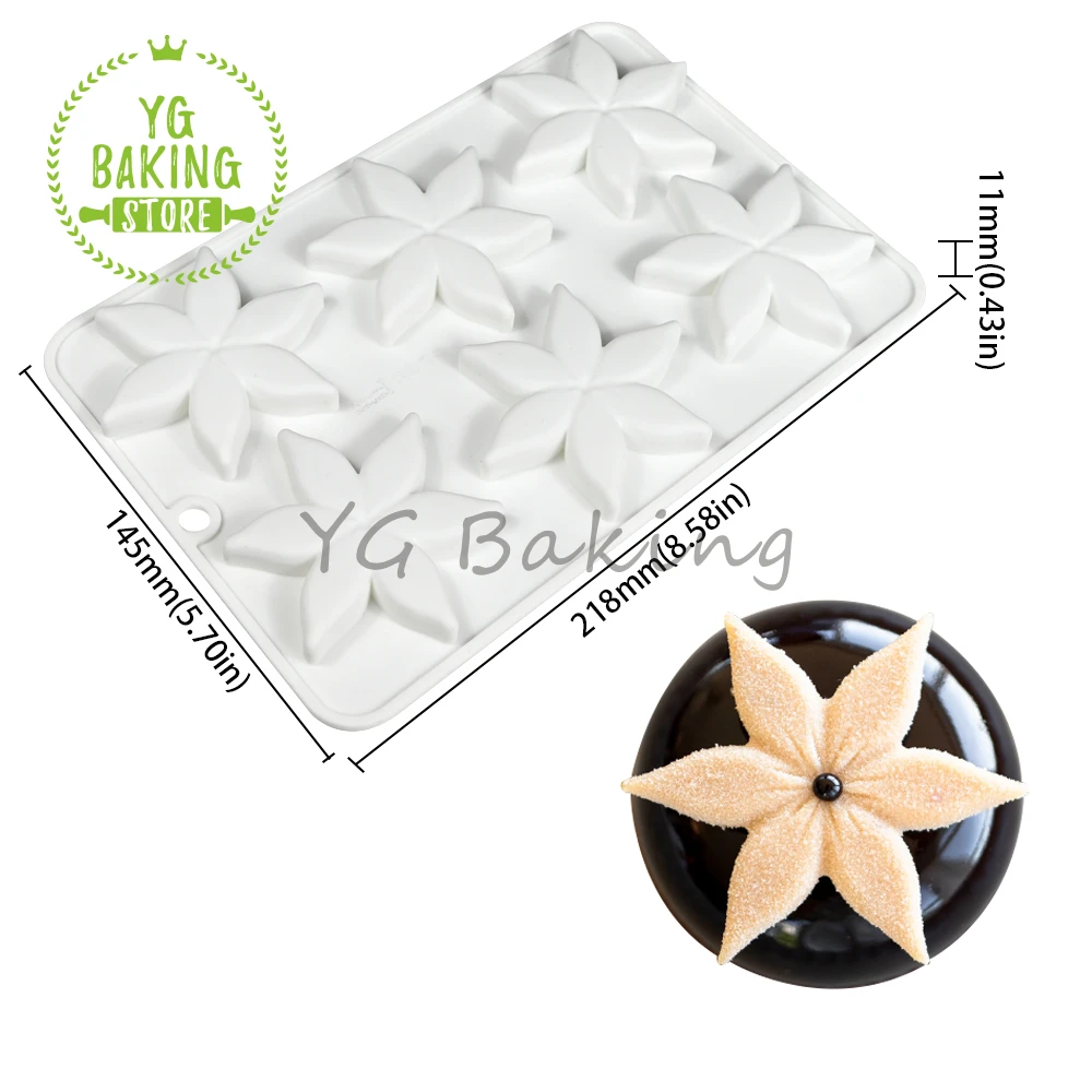 Dorica 6 Cavity Flower Design Pudding Silicone Mousse Mould DIY French Dessert Chocolate Mold Cake Decorating Tools Bakeware