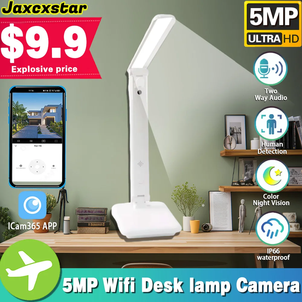 camera de seguranca wifi desk lamp deteccao humana sensor home inteligente alarme audio bidirecional visao noturna colorida ip 5mp 01