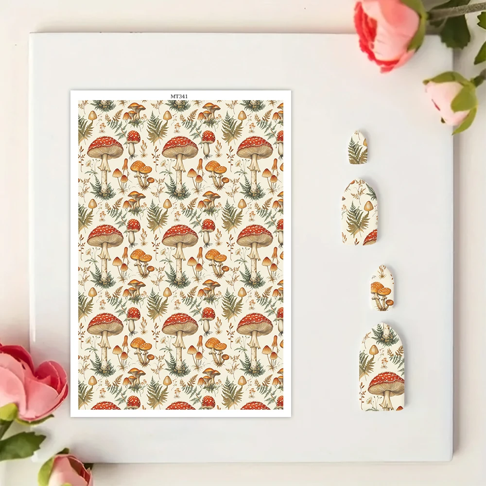 Daisy Flower Foilage Mushroom Polymer Clay Transfer Paper Abstract Pattern Stickers for DIY Jewelry Earrings Printing Paper