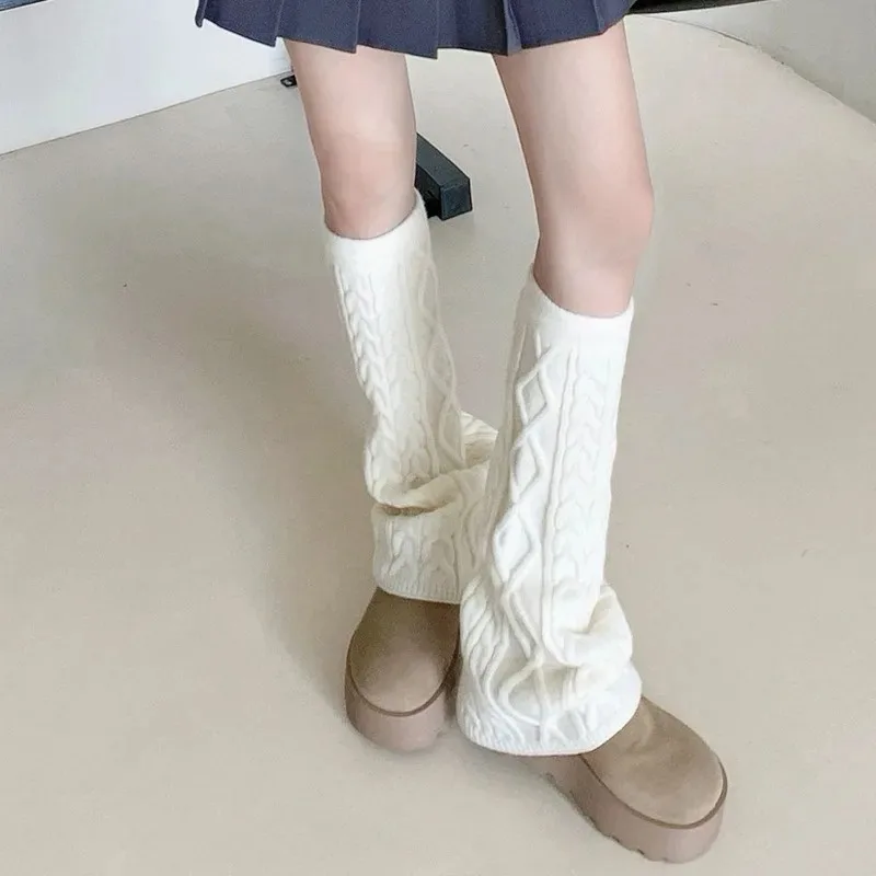 

Новые вязаные гетры с напуском и завязками на шнурке, толстые теплые зимние теплые носки для ботинок, уютные вязаные манжеты для женщин ​