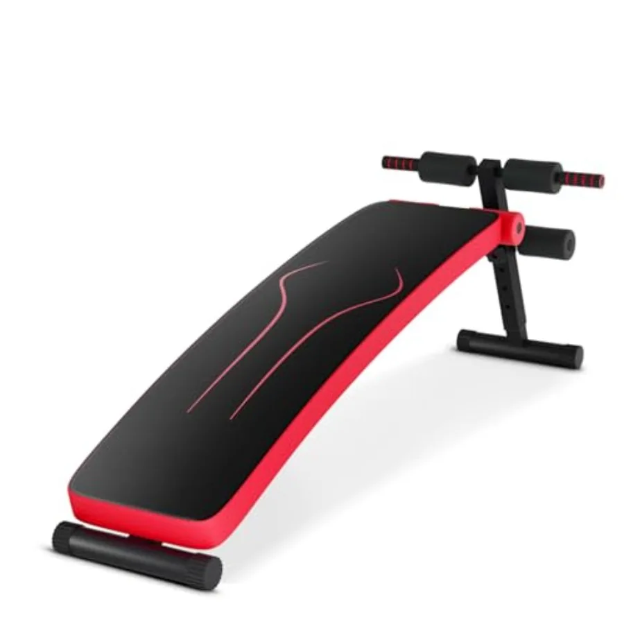 

Sit Up Bench for Abs Workout Equipment Steel Frame Black 3 Adjustable Height Settings Reverse Crunch Handle for Home Gym