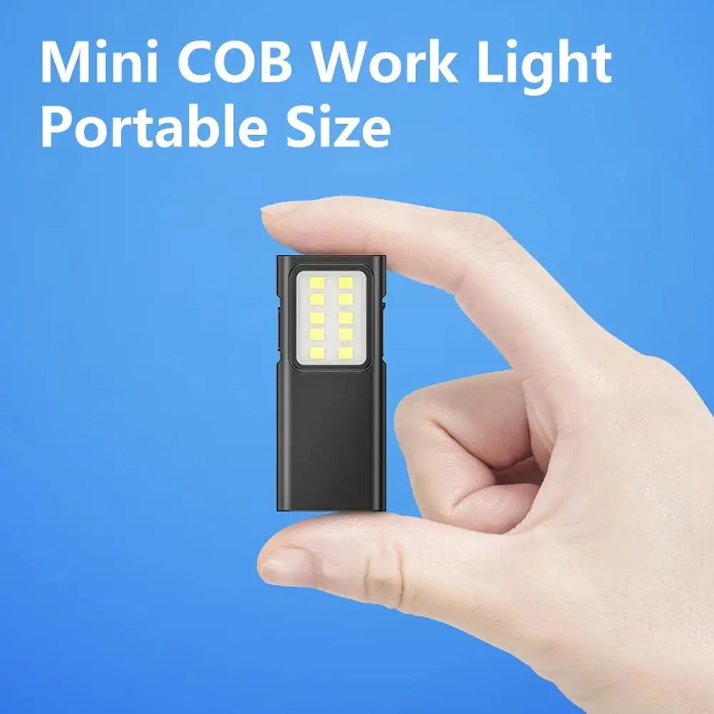 

Mini Work Light with Clip COB Flood Light with 4 Modes Portable Running Light for Camping Hiking Rechargeable Handheld Flashligh