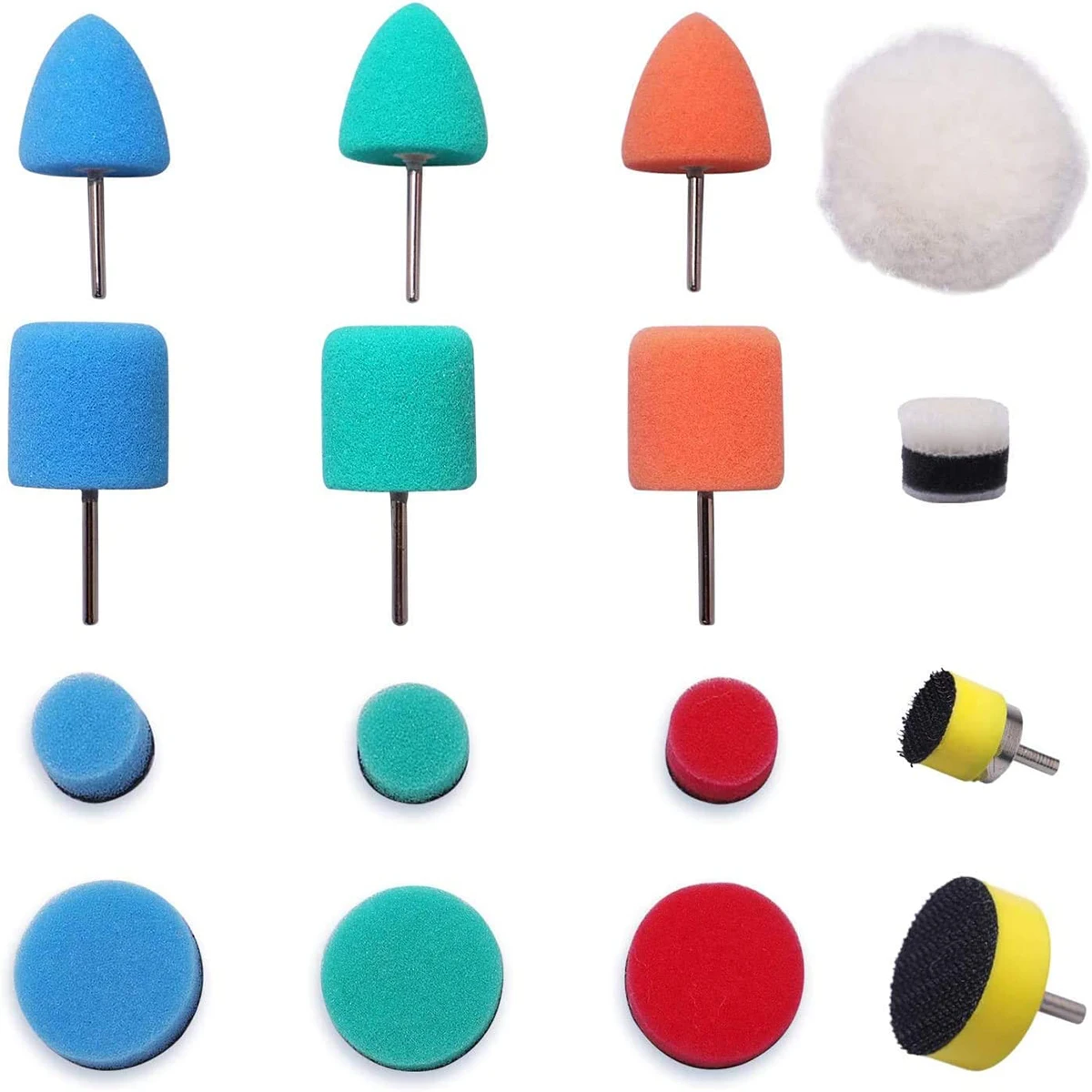 SPTA 16Pcs Mini Polishing Sponge Detailing Buffering Kit for Rotary Tools Cordless Electric Drill Polisher Car Accessories