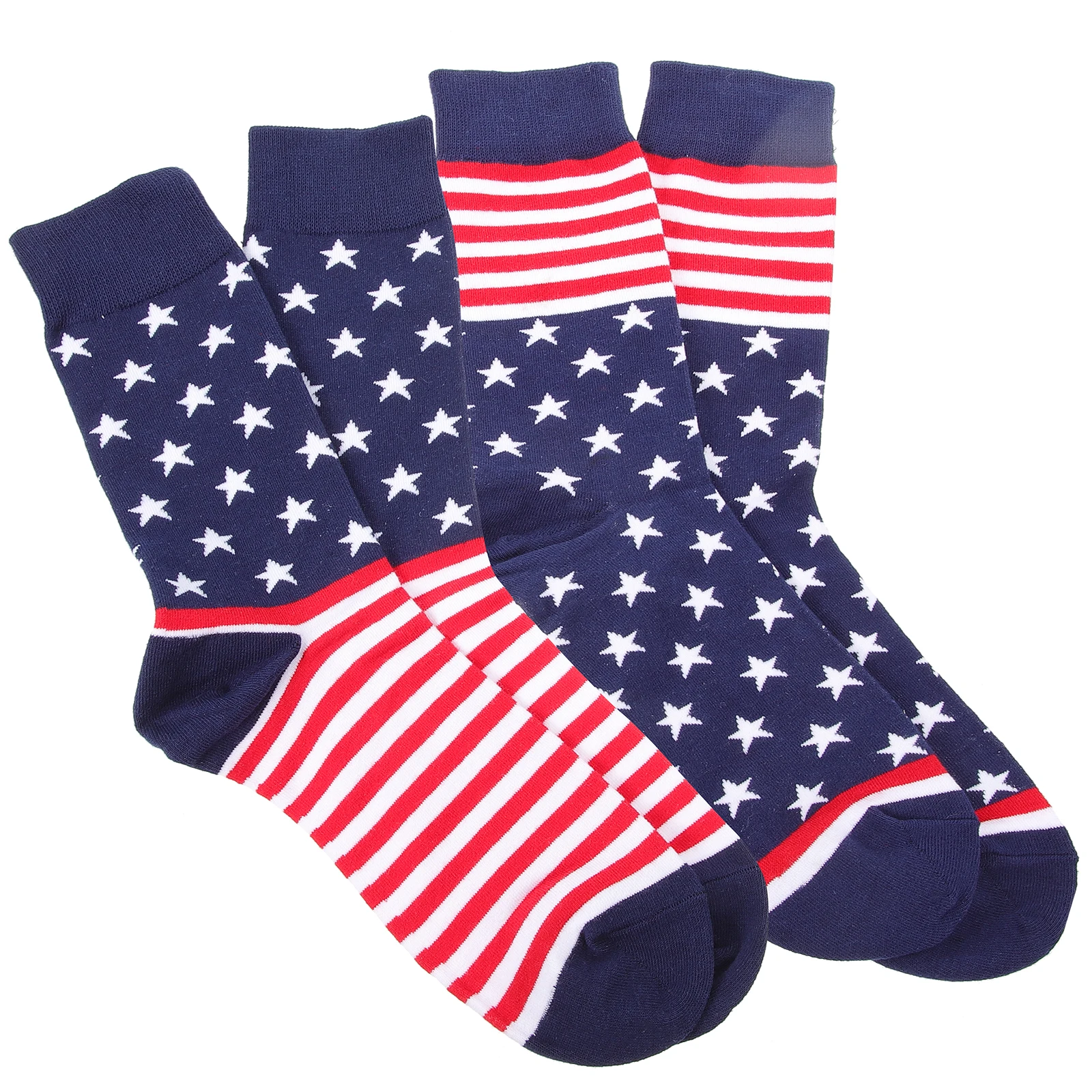 

2 Pairs American Flag Socks Cotton Dress Groomsmen Mens Tube Independence Day Holiday Gift Long