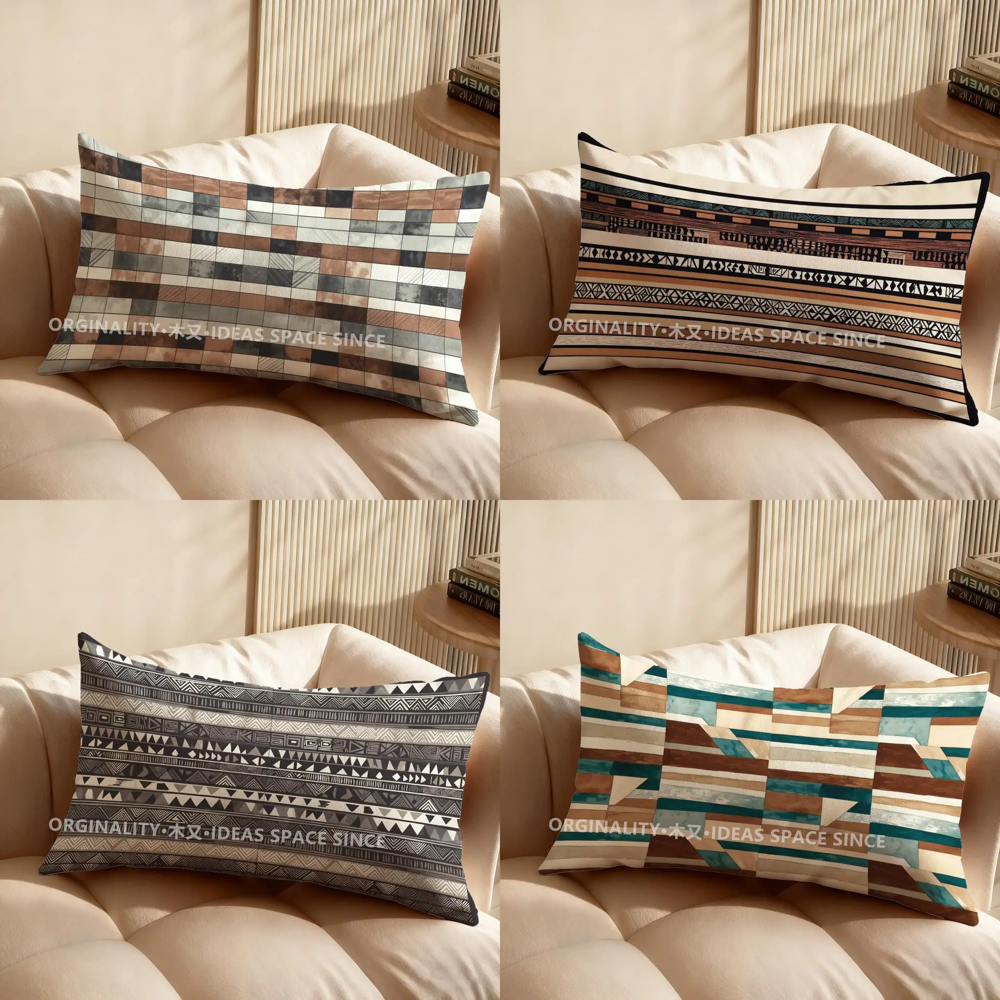 

Прямоугольная наволочка с 2D геометрическим узором, подходит для дивана, спальни, автомобиля, чехол для подушки, прямоугольная подушка для спины