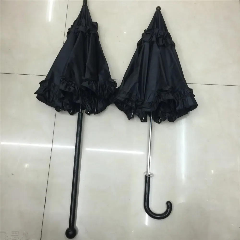 Cute Princess Lace Umbrella Long Handle Pagoda Parasol Gothic Lolita Marriage Large Umbrella Semi-automatic Wedding Umbrellas