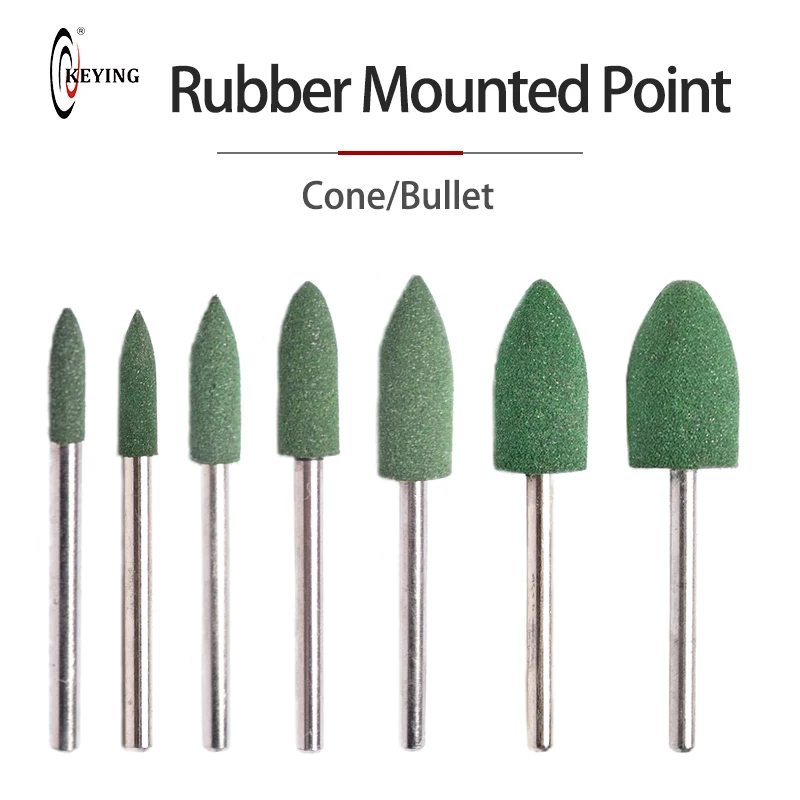 

10PCS Abrasive Rubber Grinding Head Metal Surface Buffing 3mm Shaft Mounted Point Fits For Mould Polishing Dremel Rotary Tools