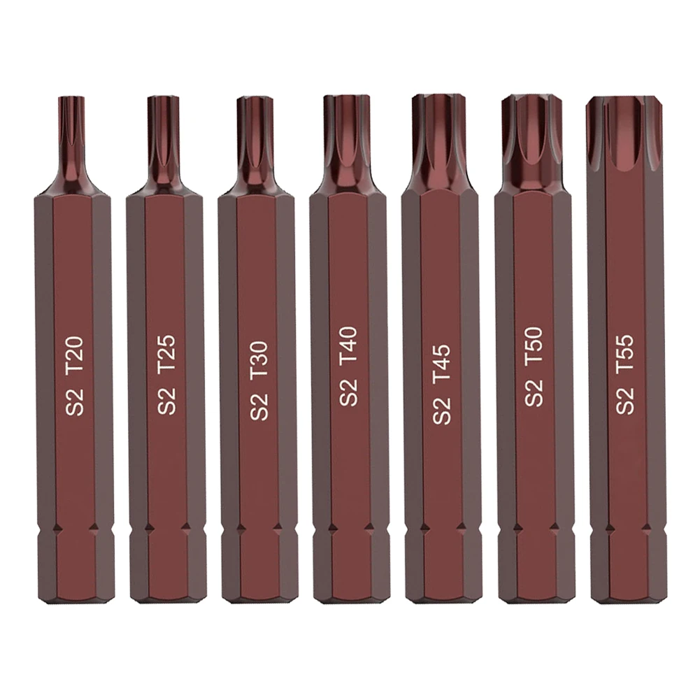 Electric Screwdriver Bits T20/25/30/40/45/50/55 75mm Metal Hex Shank Bits Tools Electric Wrench Socket Bit Set