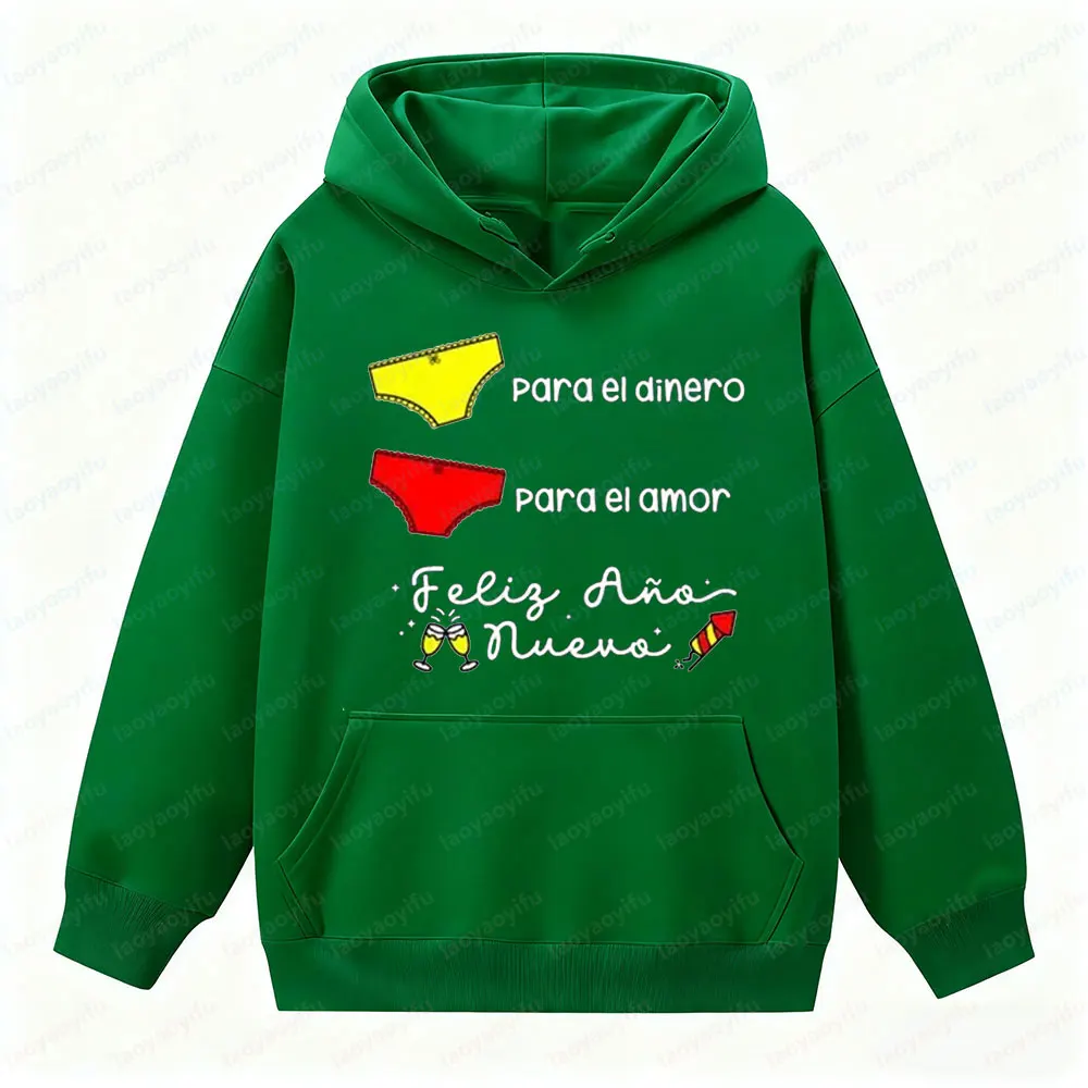 سنة جديدة سعيدة 2026 ملابس إسبانية مضحكة سنة جديدة سعيدة هوديس المرأة أحدث طراز عصري ملابس الشارع الشهير ملابس عطلة فريدة من نوعها #6