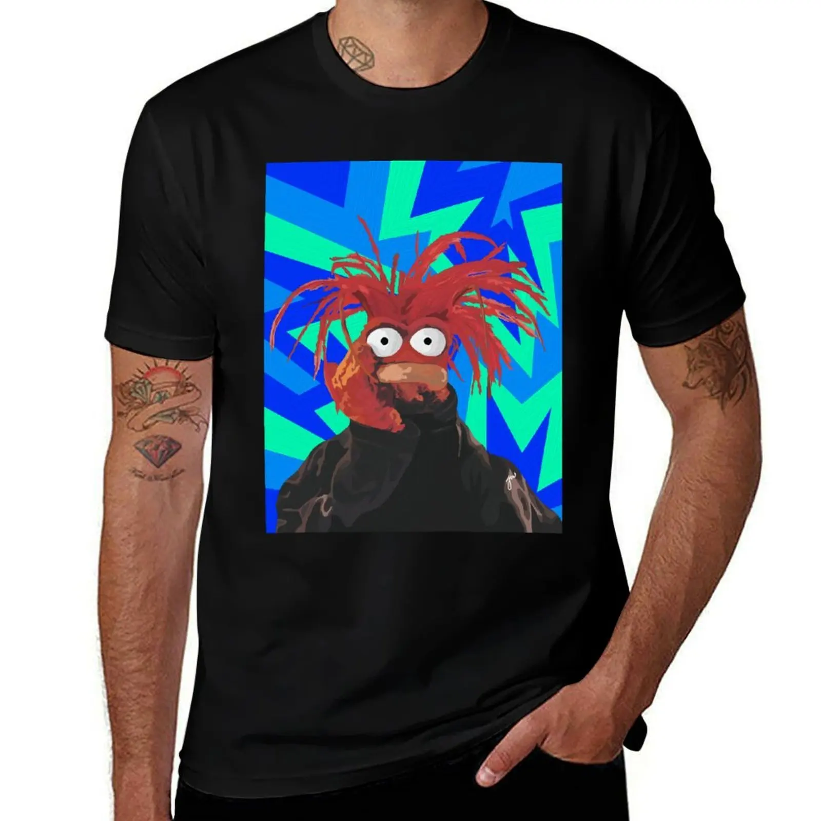 Pepe the king prawn Muppet Portrait (version 1/3 - blue background) T-Shirt Summer Holiday T-Shirt