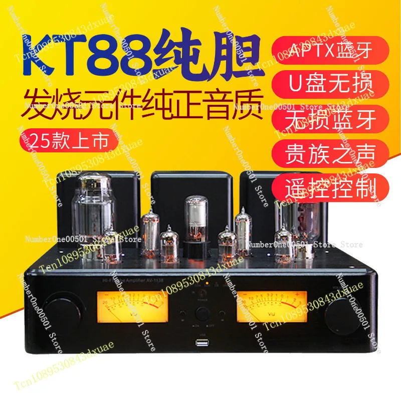 HiFi KT88 Vacuum Tube Amplifier Pure Tube Amp APTX Lossless Bluetooth USB Play Home Audio Receiver