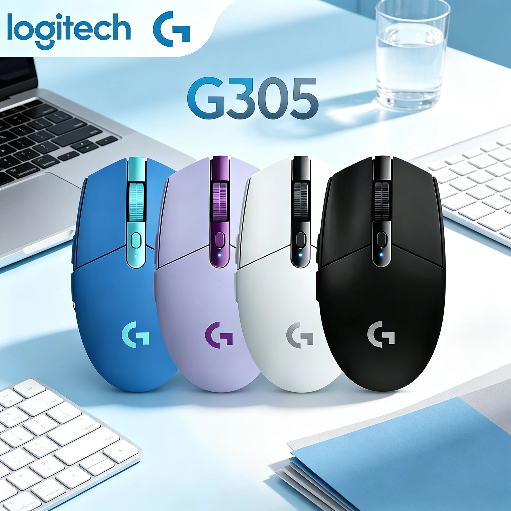 Low Power Consumption Logitech G305 2.4G Wireless Mouse Ergonomic Contour Shape 6 Custom Keys Mice For PC Gamer And Daily Office