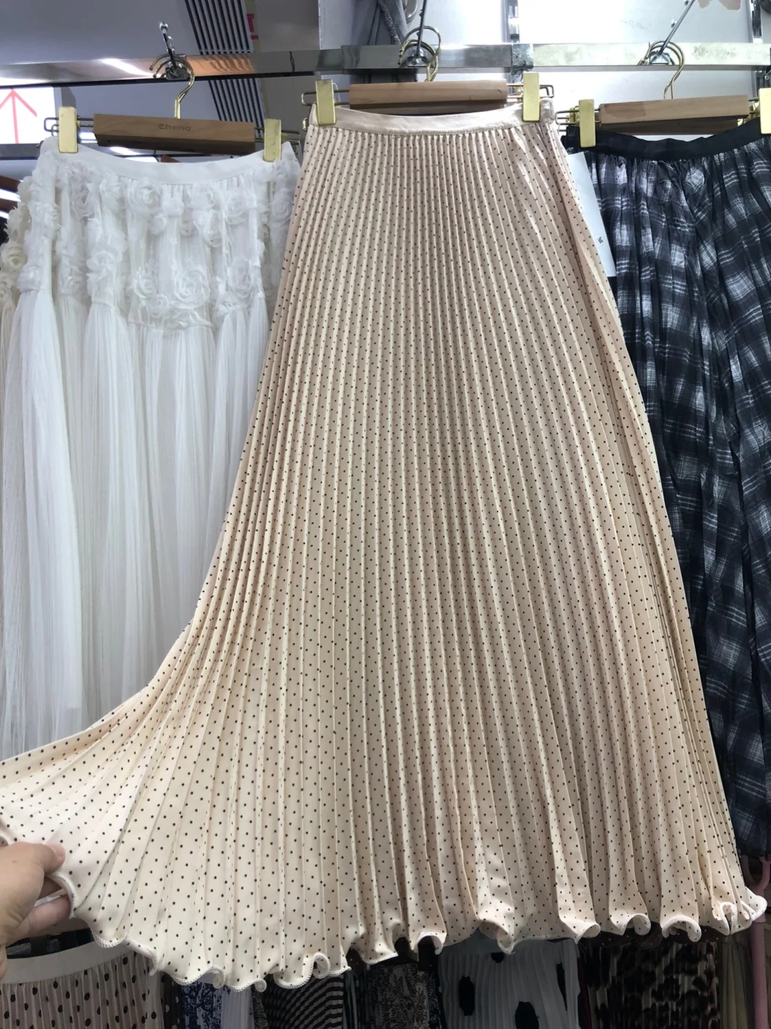 

Retro f-length Skirt with Large Wave Bubbles Ele Dra Slimming Floor-length A-line Skirt for Women Casual Wear