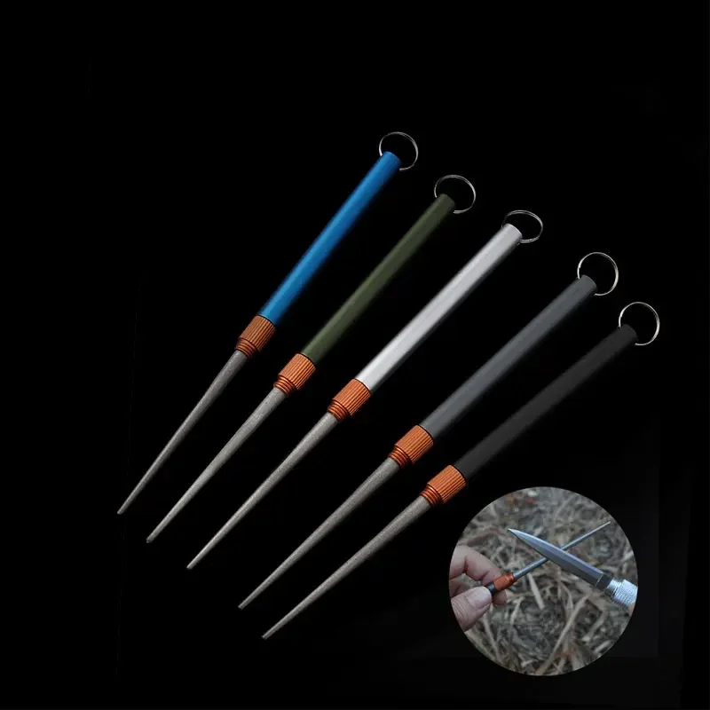 1PC Matte Mini EDC Knife Sharpening Rod Stainless Steel Emery Plated Emery Is Not Easy To Wear Fishing Hook Sharpener