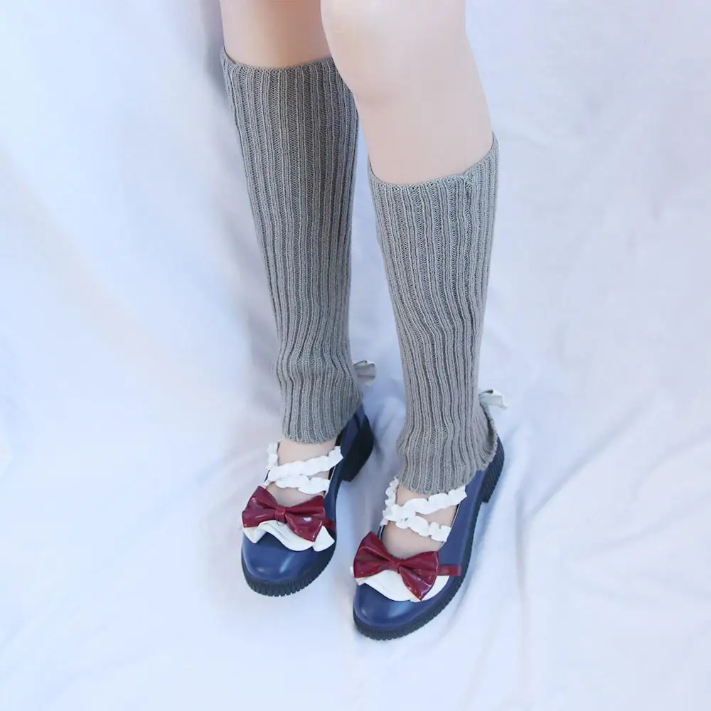Dulce elástico Lolita protección de rodilla otoño Cosplay Color caramelo cubierta de pie calcetines tejidos mujeres medias calentadores de piernas de lana