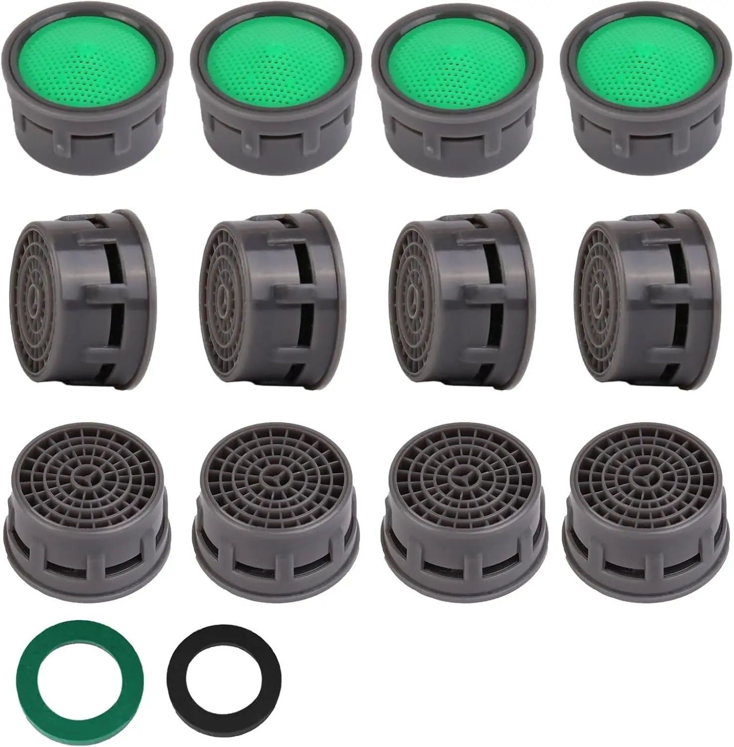 

Faucet Aerator 12-Pack, Flow Restrictor Insert for Kitchen or Bathroom Sink, M22/M24 Thread, Splash-Free & Filtering