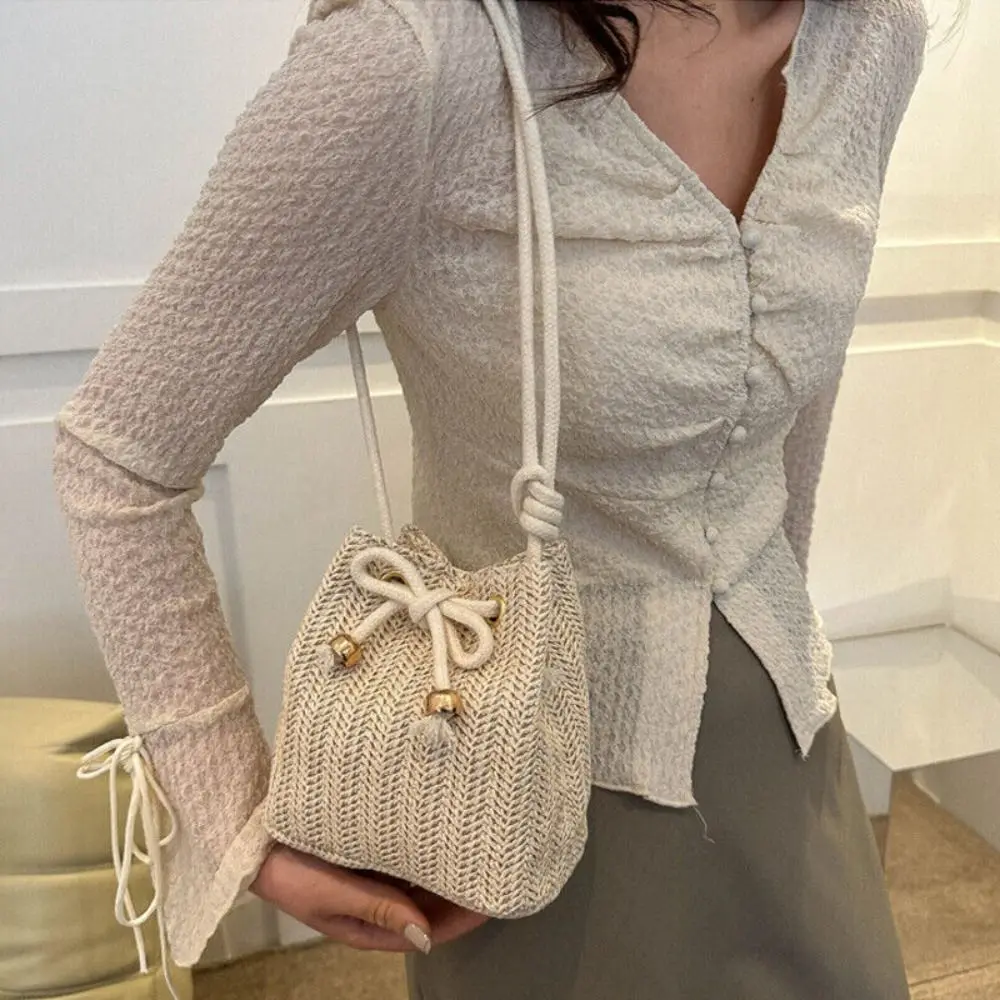 جديد أزياء السيدات حقيبة يد المنسوجة القش سعة كبيرة حقيبة كتف مريحة عبر الجسم حقيبة ساعي النساء الفتيات